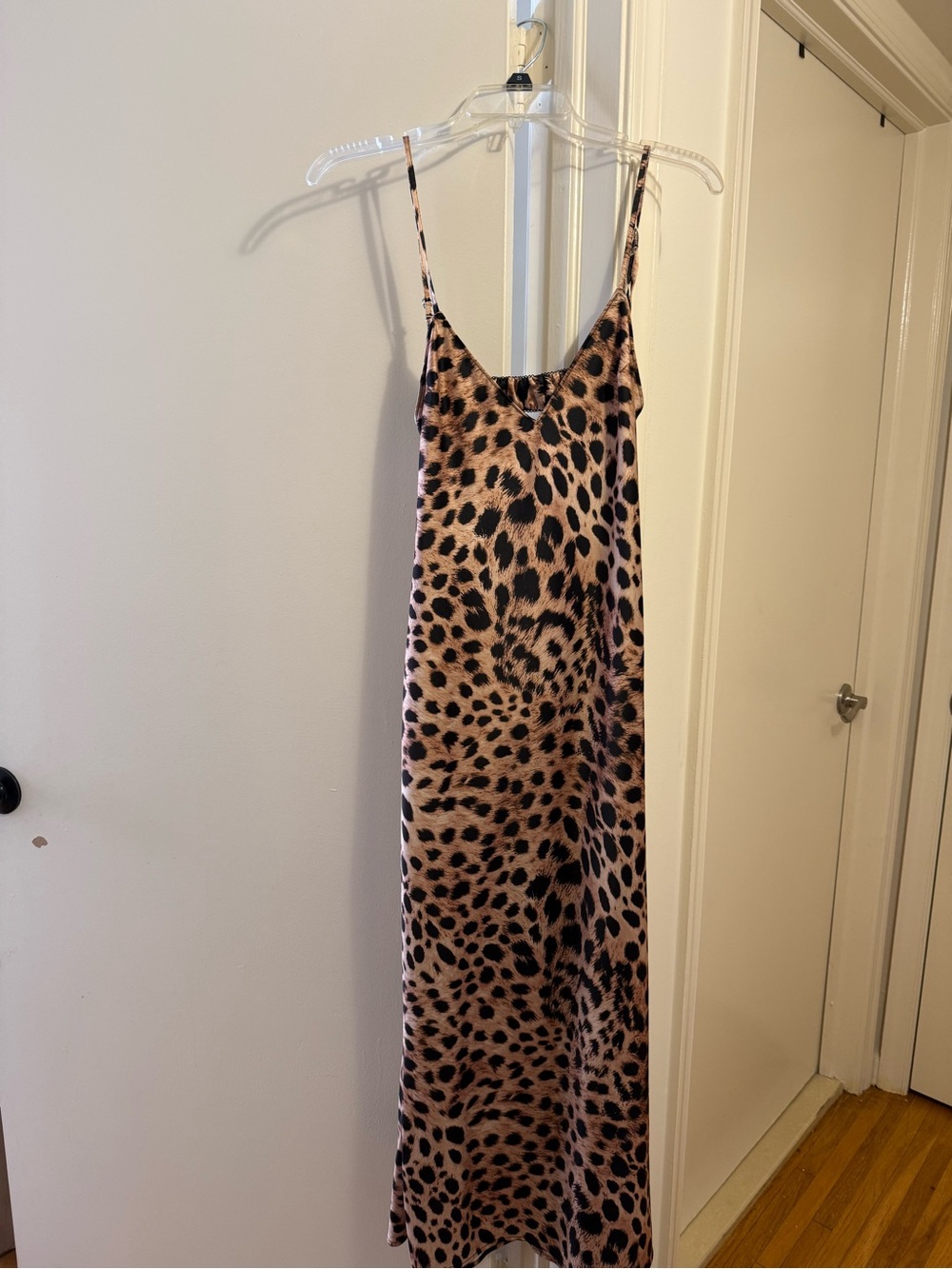 Zara Leopard Print Maxi Slip Dress in Tan and Black